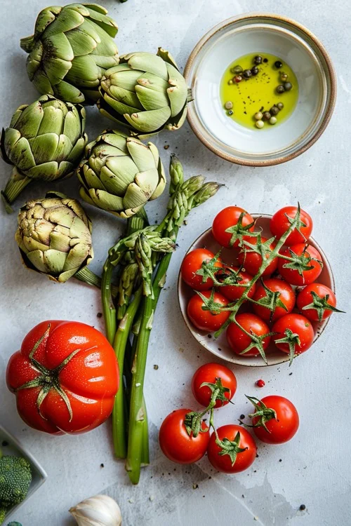 ingredientes alcachofas con tomate